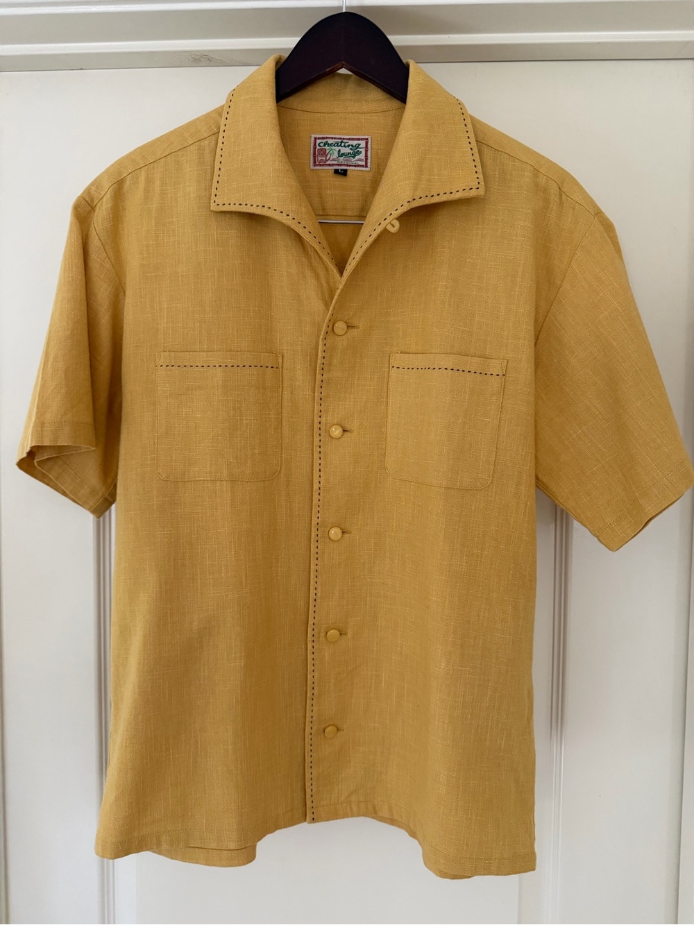 VTG 50s Style Loop Italian Collar Shirt w/ Stitched Detail Rockabilly VLV 1950s - Picture 2 of 3